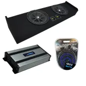 Compatible with 2009-2020 Ford F-150 Super Crew Truck Kicker Comp C10 Dual 10" Sub Box Enclosure & Harmony HA-A800.1 Amp