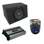 Universal Car Stereo Hatchback Sealed Single 10" Kicker CompR CWR10 Sub Box Enclosure & Harmony HA-A800.1 Amp