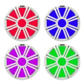 Kicker 45KMG10W Marine Boat 10" Subwoofer White Multi Color Light Sub Grill