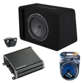 Kicker 48VCWR122 12" 500W 2ohm CompR Loaded Subwoofer Enclosure w/ CXA800.1 Amplifier & Bass Remote -Refurbished
