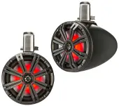 Kicker 45KMTC65 Marine Audio Boat 6 1/2" Tower Pod Speaker System Pair Charcoal Used