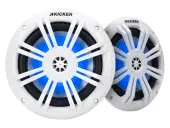 Kicker 51KM604WL KM 6.5 Inch Marine Audio Speaker 2 Way Coaxial 50 Watt RMS with RGB LED and Grilles Used