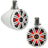Kicker 45KMTC8W Marine Audio Boat 8" Tower Pod Speaker System Pair White New Used