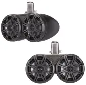 Kicker 45KMTDC65 Marine Audio Boat Dual 6 1/2" Tower Pod Speaker Pair Charcoal Used