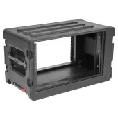 SKB 1SKB-R6SW R Series Roto Moulded 6U Shallow Rack Case Waterproof, Easy Transport with Wheels and Handle