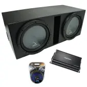 Universal Car Stereo Rhino Coated Ported Dual 15" Harmony R154 Sub Box & CX1200.1