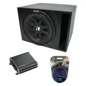 Universal Car Stereo Rhino Coated Ported 12" Kicker Comp C12 Sub Box Enclosure & CXA400.1 Amp