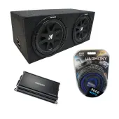 Universal Car Stereo Rearfire Sealed Dual 15" Kicker Comp C15 Sub Box Enclosure & CX1200.1 Amp
