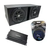 Universal Car Stereo Rhino Coated Ported Dual 15" Kicker Comp C15 Sub Box Enclosure & CX1200.1 Amp
