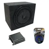 Universal Car Stereo Rearfire Sealed Single 10" Kicker CompVT CVT10 Sub Box Enclosure & CXA400.1 Amp