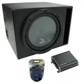 Universal Car Stereo Rearfire Sealed Single 12" Kicker CompVT CVT12 Sub Box Enclosure & CXA400.1 Amp