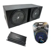Universal Car Stereo Rhino Coated Ported Dual 10" Kicker CompR CWR10 Sub Box Enclosure & CX1200.1 Amp