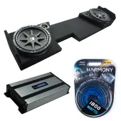 Compatible with 2014 - 2018 Chevy Silverado Double Cab Kicker Comp C12 Dual 12 Sub Box Harmony HA-A800.1 Amp