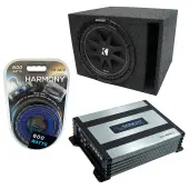 (1) Kicker C10 Subwoofer Single 10" Vent Ported Sub Box Enclosure Bundle with Harmony Audio HA-A400.1 Mono Amplifier