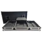 Harmony Cases HCCDJ3000DJMA9WLT DJ Flight Case Compatible with Pioneer CDJ-3000 & DJM-A9 4 CH with Laptop Shelf, Wheels and Adjustable Foam Velcro Inserts - Black