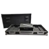 Harmony Cases HCCRSS12DJMA9WLT DJ Flight Case Compatible with Pioneer DJ PLX-CRSS12 & DJM-A9 4 CH with Laptop Shelf, Wheels and Adjustable Foam Velcro Inserts - Black Used