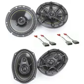 Kicker 46CSC654 Compatible with Honda Civic 1996-2000 6 1/2" Stereo Speakers , Kicker 46CSC6934 6x9" 3-Way Range Stereo Speakers and HA-727800 Factory Speaker Replacement Harness