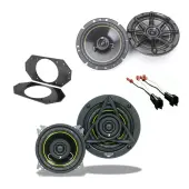 Kicker 46CSC44 Compatible with Jeep Wrangler 1997-2006 4" Coaxial Range Stereo Speakers 4 Ohm, Kicker 43DSC6504 6.5" DS Series 50W Speakers and HA-726512 Factory Speaker Replacement Harness