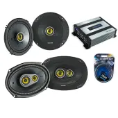 HA-A400.4 Alloy 4-Channel 800W Speaker Sub Amp, Kicker 46CSC6934 6x9" 3-Way Range Stereo Speakers and Kicker 46CSS654 6 1/2" Component Range Stereo Speakers