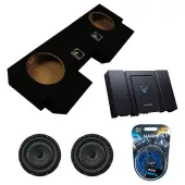 Kicker 43CVT104 10" CompVT CVT10 Series Sub 350 Watt RMS 4 Ohm Car Subwoofer with Alpine HDA-M80 Status Series Hi-Res Mono Amplifier and ASC Dual 10" Subwoofer Box Enclosure