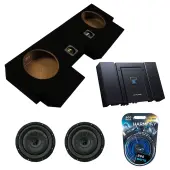 Kicker 43CVT104 10" CompVT CVT10 Series Sub 400 Watt RMS 4Ohm Car Subwoofer with Alpine HDA-M80 Status Series Hi-Res Mono Amplifier and ASC Dual 10" Subwoofer Box Enclosure
