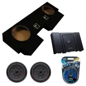 Kicker 48CWRT102 10" CompRT CWRT10 Series Sub 400W RMS 2 Ohm DVC Car Subwoofer with Alpine HDA-M80 Status Series Hi-Res Mono Amplifier and ASC Dual 10" Subwoofer Box Enclosure