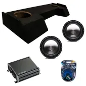 Harmony Audio HA-A102 Stereo Alloy Series 10" Sub 800W Dual 2 Ohm Subwoofer with Kicker 46CXA8001 Audio Class D Mono 1600W Peak Sub Amplifier CXA800.1 and ASC DTB-2X10-CREW-UP Dual 10" Subwoofer Box
