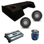 Harmony Audio HA-F104 Car Stereo Flatline 10" 700W Single 4 Ohm Subwoofer with Harmony Audio HA-A800.1 Class D Mono 1600W Sub Amplifier w/ Bass Remote and ASC DTB-2X10-CREW-UP Dual 10" Subwoofer Box