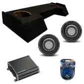 Harmony Audio HA-F104 Car Stereo Flatline 10" Sub 700W Single 4 Ohm Subwoofer with Kicker 46CXA8001 Class D Mono 1600W Peak Sub Amplifier CXA800.1 and ASC DTB-2X10-CREW-UP Dual 10" Subwoofer Box