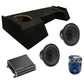 Kicker 48CWR104 10 inch CompR 4 Ohm Dual Voice Coil Subwoofer with Kicker 46CXA8001 Car Audio Class D Amp Mono 1600W Peak Sub Amplifier CXA800.1 and ASC DTB-2X10-CREW-UP Dual 10" Subwoofer Enclosure