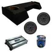 Kicker 48CWRT104 10" 4-Ohm Dual 400W Voice Coil Design Subwoofer-Black with Harmony Audio HA-A800.1 Class D Mono 1600W Amplifier w/ Bass Remote and ASC DTB-2X10-CREW-UP Dual 10" Subwoofer Box