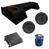 Kicker 48CWRT104 10" 4-Ohm Dual 400Watts Voice Coil Design Subwoofer-Black with Kicker 46CXA8001 Class D Mono 1600W Peak Sub Amplifier CXA800.1 and ASC DTB-2X10-CREW-UP Dual 10" Subwoofer Box