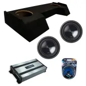 Alpine SWT-10S4 Car Audio SWT Series  Single 4 Ohm 700W Shallow Subwoofer with Harmony Audio HA-A800.1 Class D Mono 1600W Sub Amplifier w/ Bass Remote and ASC DTB-2X10-CREW-UP Dual 10" Subwoofer Box
