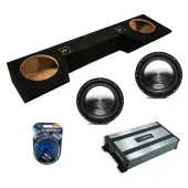 Harmony Audio HA-A102 Car Stereo Alloy Series 10" Sub 800W Dual 2 Ohm Subwoofer with Harmony Audio HA-A800.1 Class D Mono 1600W Sub Amplifier w/ Bass Remote and ASC DTB-2X10-QUAD-UP Dual 10" Sub Box