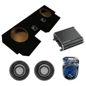 Harmony Audio HA-F104 Car Stereo Flatline 10" 700W Single 4 Ohm Subwoofer with Kicker 46CXA8001 Class D Mono 1600W Peak Sub Amplifier CXA800.1 and ASC Dual 10-Inch Subwoofer Box Enclosure