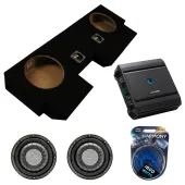 Harmony Audio HA-F104 Car Stereo Flatline 10" Sub 700W Single 4 Ohm Subwoofer with Alpine S2-A60M Next-Generation S-Series 600W Mono Amplifier and ASC Dual 10-Inch Subwoofer Box Enclosure