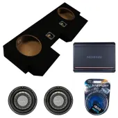 Harmony Audio HA-F104 Car Stereo Flatline 10" Sub 700W Single 4 Ohm Subwoofer with Memphis SRX750D.1 750W 1-Channel Street Reference SR Series Amplifier and ASC Dual 10-Inch Subwoofer Box Enclosure