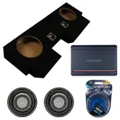 Harmony Audio HA-F104 Car Stereo Flatline 10" Sub 700W Single 4 Ohm Subwoofer with Memphis SRX1200D.1 1200W 1-Channel Street Reference SR Series Amplifier and ASC Dual 10-Inch Subwoofer Box Enclosure