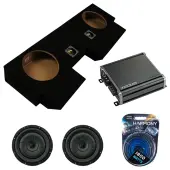 Kicker 43CVT102 10" CompVT CVT10 Series Sub 400 Watt RMS 2 Ohm Car Subwoofer with Kicker 46CXA8001 Car Audio Class D Amp Mono 1600W Peak Sub Amplifier CXA800.1 and ASC Dual 10" Subwoofer Box Enclosure