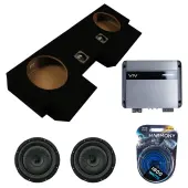 Kicker 43CVT102 10" CompVT CVT10 Series Sub 400 Watt RMS 2 Ohm Car Subwoofer with Memphis VIV750.1V2 700W 1-Channel VIV SixFive Series Amplifier and ASC Dual 10" Subwoofer Box Enclosure