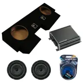 Kicker 43CVT104 10" CompVT CVT10 Series Sub 350 Watt RMS 4 Ohm Car Subwoofer with Kicker 46CXA8001 Car Audio Class D Amp Mono 1600W Peak Sub Amplifier CXA800.1 and ASC Dual 10" Subwoofer Box Enclosure