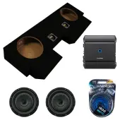 Kicker 43CVT104 10" CompVT CVT10 Series Sub 400 Watt RMS 4Ohm Car Subwoofer with Alpine S2-A60M Next-Generation S-Series 600W Mono Amplifier and ASC Dual 10" Subwoofer Box Enclosure