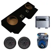 Kicker 48CWRT104 10" 4-Ohm Dual 400(Watts RMS) Voice Coil Design Subwoofer-Black with Memphis VIV750.1V2 700W 1-Channel VIV SixFive Series Amplifier and ASC Dual 10" Subwoofer Box Enclosure