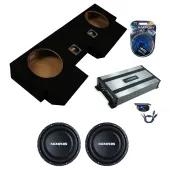 Memphis Audio SR1040 10" SR 250W Slim Subwoofer 4 Ohm Single Voice Coil with Harmony Audio HA-A800.1 Class D Mono 1600W Sub Amplifier w/ Bass Remote and ASC Dual 10" Subwoofer Box Enclosure