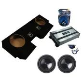 Alpine SWT-10S4 Car Audio SWT Series Sub Single 4 Ohm 700W Shallow Subwoofer with Harmony Audio HA-A800.1 Class D Amp Mono 1600W Sub Amplifier w/ Bass Remote and ASC Dual 10" Subwoofer Box Enclosure