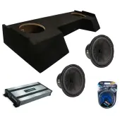 Kicker 48CWR104 10 inch CompR 4 Ohm Dual Voice Coil Subwoofer with Harmony Audio HA-A800.1 Class D Mono 1600W Sub Amplifier w/ Bass Remote and ASC DTB-2X10-CREW-UP Dual 10" Subwoofer Enclosure