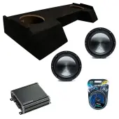 Harmony Audio HA-R104 Car Stereo Rhythm 10" Sub 500W Single 4 Ohm Subwoofer with Kicker 46CXA4001 Class D Mono 800W Peak Sub Amplifier CXA400.1 and ASC DTB-2X10-CREW-UP Dual 10" Subwoofer Box