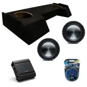 Harmony Audio HA-R104 Car Stereo Rhythm 10" Sub 500W Single 4 Ohm Subwoofer with Alpine S2-A60M S-Series 600W Mono Amplifier and ASC DTB-2X10-CREW-UP Dual 10" Subwoofer Enclosure