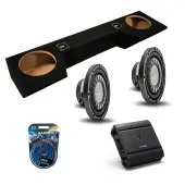 Harmony Audio HA-F104 Car Stereo Flatline 10" Sub 700W Single 4 Ohm Subwoofer with Alpine S2-A60M Next-Generation S-Series 600W Mono Amplifier and ASC DTB-2X10-QUAD-UP Dual 10" Subwoofer Box
