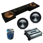 Harmony Audio HA-R104 Stereo Rhythm 10" 500W Single 4 Ohm Subwoofer with Harmony Audio HA-A400.1 Class D Mono 800W Sub Amplifier w/ Bass Remote and ASC DTB-2X10-QUAD-UP Dual 10" Subwoofer Box